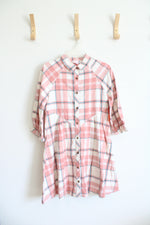 NEW Wonder Nation Cream & Peach Button Down Cotton Dress | Youth XL (14/16)