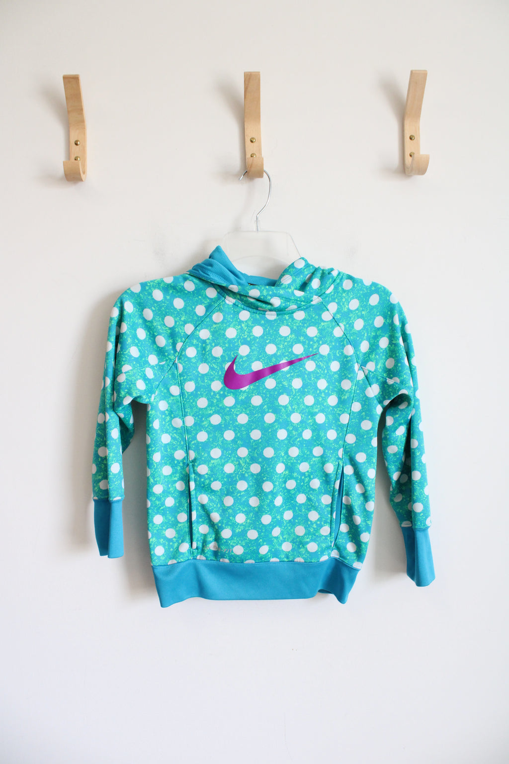 Nike Therma-Fit Teal Polka Dot Hoodie | Youth S