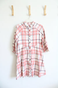 NEW Wonder Nation Cream & Peach Button Down Cotton Dress | Youth XL (14/16)