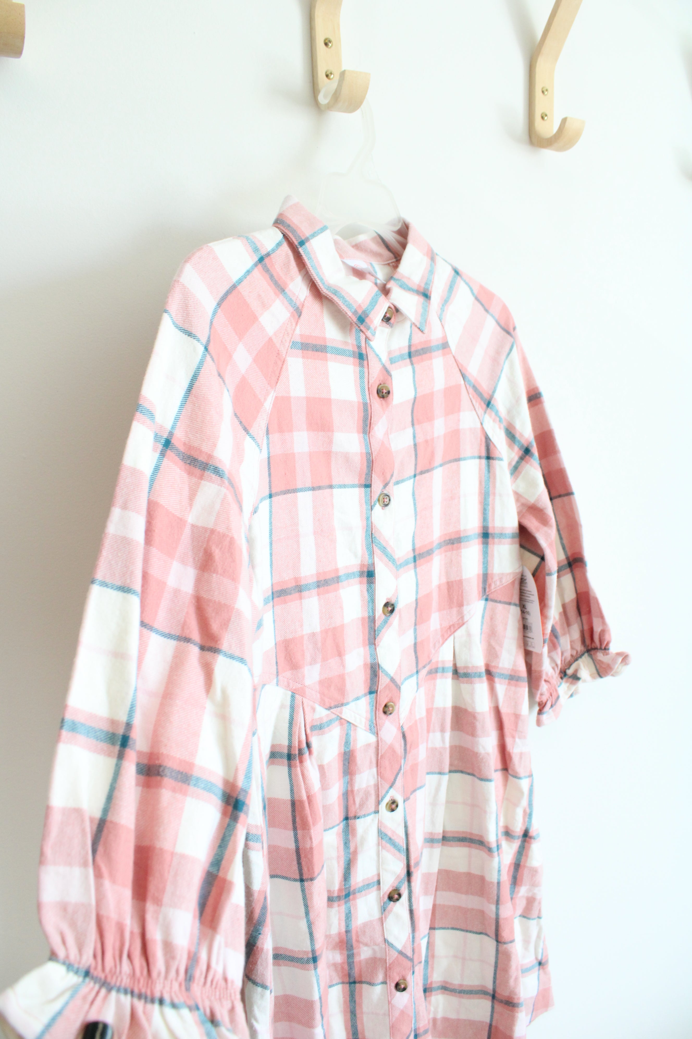 NEW Wonder Nation Cream & Peach Button Down Cotton Dress | Youth XL (14/16)