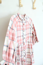 NEW Wonder Nation Cream & Peach Button Down Cotton Dress | Youth XL (14/16)