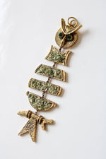 Vintage Jade Chip Owl Necklace Pendant