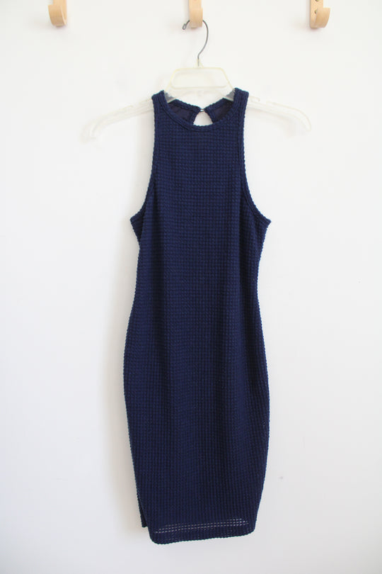Shein Navy Fitted Textured Dress | M