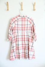 NEW Wonder Nation Cream & Peach Button Down Cotton Dress | Youth XL (14/16)