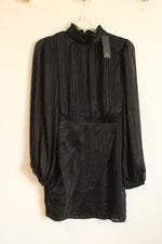 NEW Lulus Black Metallic Striped Long Sleeve Dress | SM