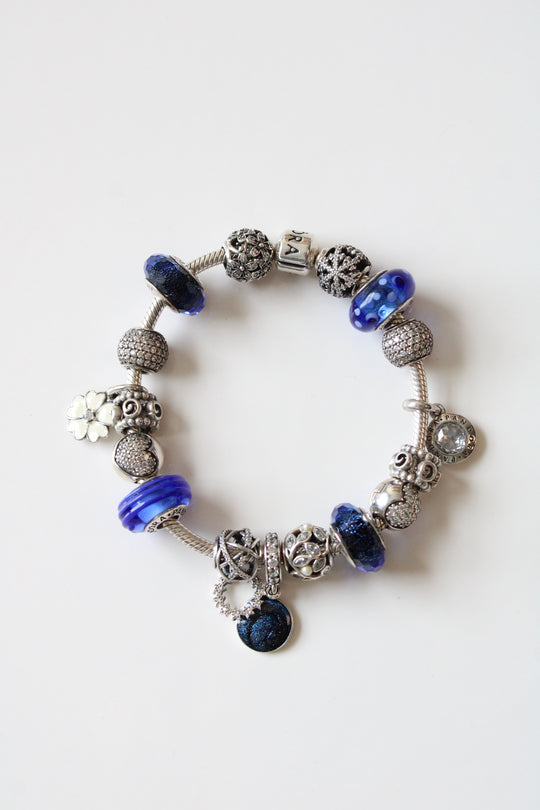 Pandora Blue Beaded Charm Bracelet