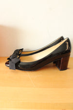 Kate Spade Black Dale Bow Patent Leather Block Heel | Size 6