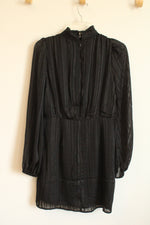 NEW Lulus Black Metallic Striped Long Sleeve Dress | SM