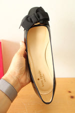 Kate Spade Black Dale Bow Patent Leather Block Heel | Size 6