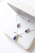 Blue Sapphire Sterling Silver Necklace & Earring Set