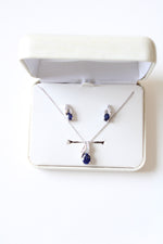 Blue Sapphire Sterling Silver Necklace & Earring Set