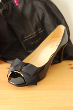 Kate Spade Black Dale Bow Patent Leather Block Heel | Size 6