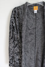 Ruby Rd. Black Gray Metallic Shimmer Paisley Knit Cardigan | XL