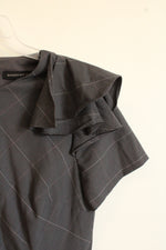 Banana Republic Gray Wool Windowpane Check Short Sleeve Dress | 8