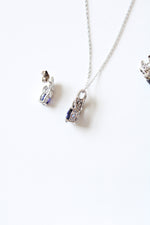 Blue Sapphire Sterling Silver Necklace & Earring Set