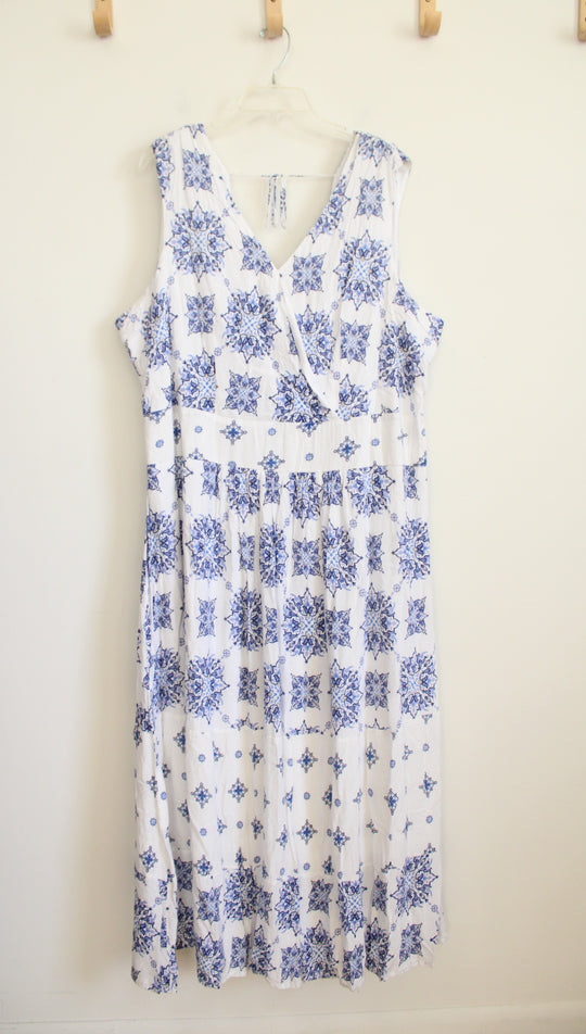 Denim 24/7 Blue & White Maxi Dress | 22W