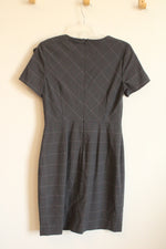 Banana Republic Gray Wool Windowpane Check Short Sleeve Dress | 8