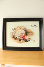 Vietnamese Hand Embroidered Ox and Boy Picture in Frame