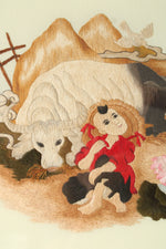Vietnamese Hand Embroidered Ox and Boy Picture in Frame