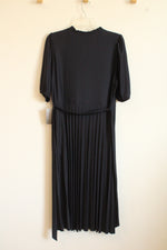 New Sharagano Deep Navy Pleated Short Sleeve Dress With Belt | 14
