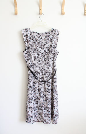 New Elle Fit & Flare Black & Gray Floral Ruffled Sleeve Dress