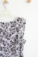 NEW Elle Fit & Flare Black & Gray Floral Ruffled Sleeve Dress | 16