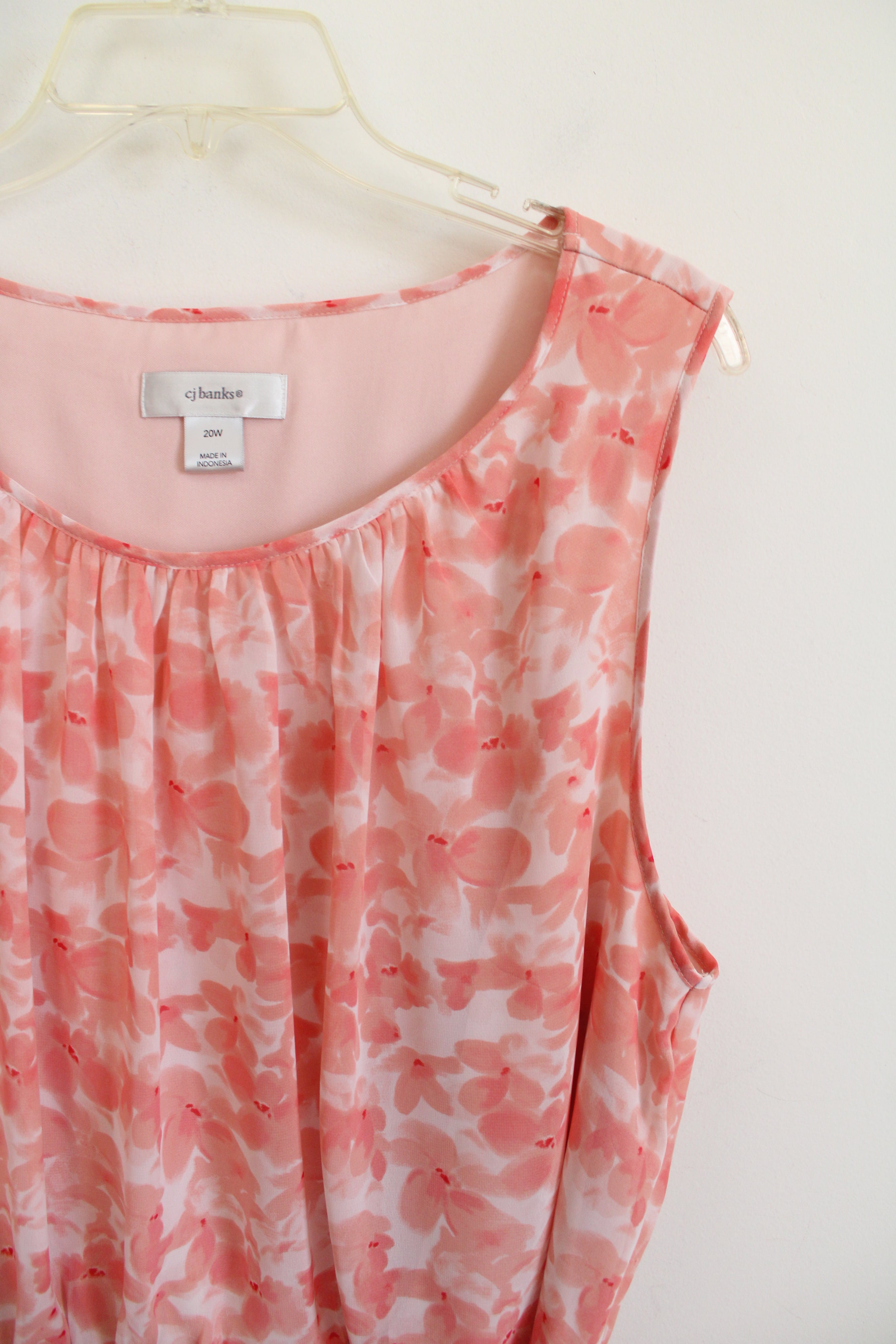 CJ Banks Pink & White Floral Midi Dress | 20W