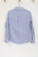 Casa Cabana Blue White Striped Button Down Shirt | XS