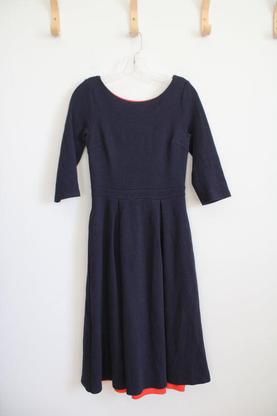 Boden Navy A-Line 3/4 Sleeve Dress | 4R