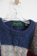 Embassy Row Multi-Color Block Hand Knit Wool Sweater | XL