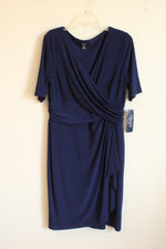 NEW Chaps Blue Short Sleeve Wrap Dress | XL