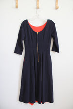 Boden Navy A-Line 3/4 Sleeve Dress | 4R