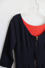 Boden Navy A-Line 3/4 Sleeve Dress | 4R