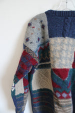 Embassy Row Multi-Color Block Hand Knit Wool Sweater | XL