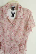 Vintage Believe Pink Floral Ruffle 2 Piece Dress & Top Set | 12 Petite