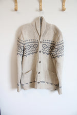 Eddie Bauer Tan & Gray Patterned Cardigan | L