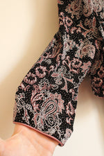 Alex Evenings Black and Pink Sequin and Beaded Patterned 2 Piece Set- Jacket and Dress | 12