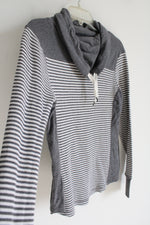 Eddie Bauer Gray White Striped Hoodie | S