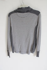 Eddie Bauer Gray White Striped Hoodie | S