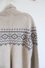 Eddie Bauer Tan & Gray Patterned Cardigan | L
