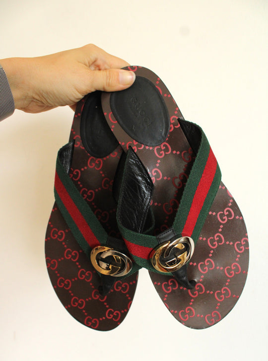 Gucci Kika Interlocking G Web Sandal | Size 39 1/2 (9.5)