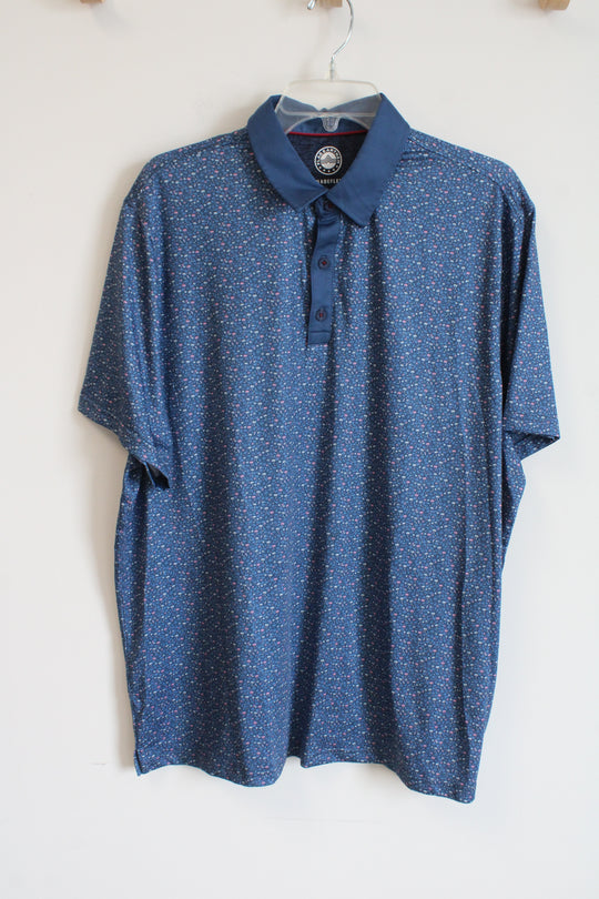 Flag & Anthem MadeFlex Blue Pink Tropical Print Polo Shirt | XL