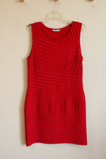 Calvin Klein Red Pleated Sleeveless Dress | 14