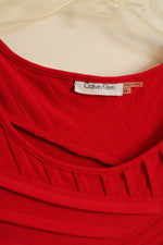 Calvin Klein Red Pleated Sleeveless Dress | 14