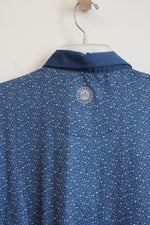 Flag & Anthem MadeFlex Blue Pink Tropical Print Polo Shirt | XL