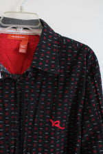 Roca Wear Black Red Print Button Down Shirt | 3XL