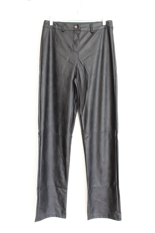 NEW Boohoo Black Wide Leg Faux Leather Pants