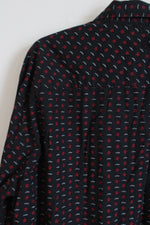 Roca Wear Black Red Print Button Down Shirt | 3XL
