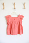 NEW Cat & Jack Pink Ruffled Eyelet Sleeves Cotton Top | Youth L (10/12)
