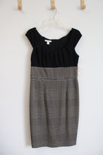 NEW Dressbarn Black & Brown Herringbone Wide Neck Dress | 10